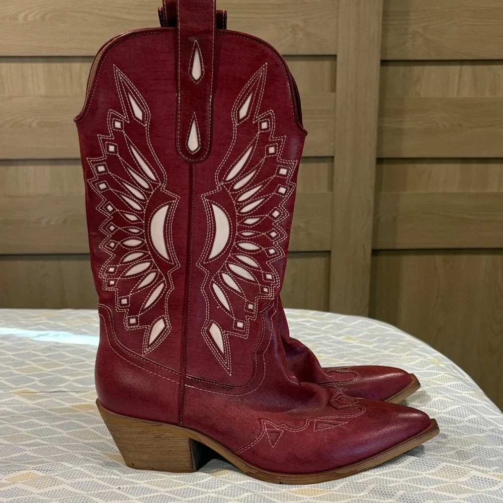 Red Western Cowboy Boots - Picture 4 of 5